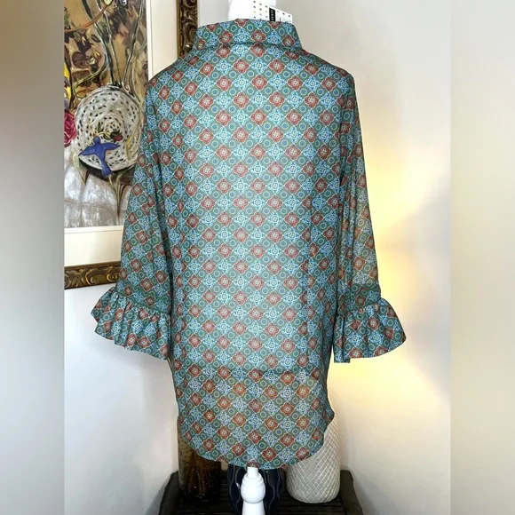 Gretchen Scott Priss Blouse-Sundial Olive Large - Picture 10 of 11